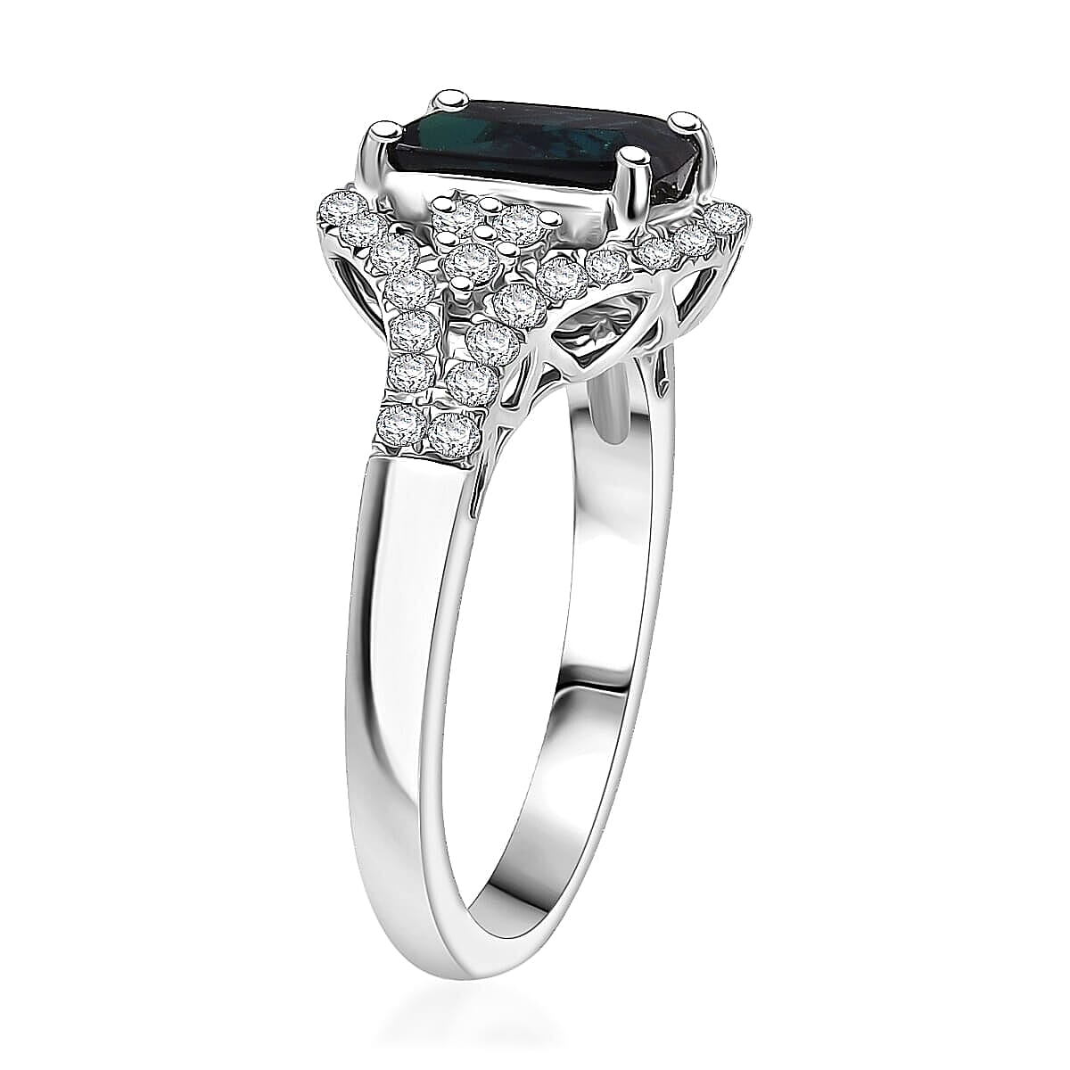 Rhapsody 950 Platinum AGI Certified &amp; Appraised AAAA Indicolite &amp; Natural VS-E/F White Diamond Halo Ring 2.33 Ct, Platinum Wt. 6.10 Gms 8466186 3