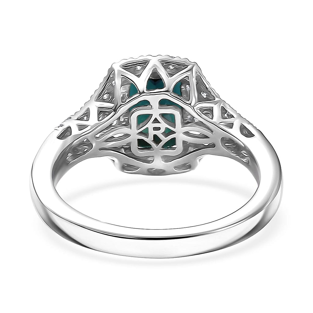 Rhapsody 950 Platinum AGI Certified & Appraised AAAA Indicolite & Natural VS-E-F White Diamond Ring 2.33 Ct, Platinum Wt. 6.10 Gms