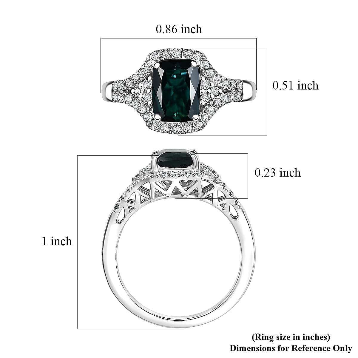 Rhapsody 950 Platinum AGI Certified &amp; Appraised AAAA Indicolite &amp; Natural VS-E/F White Diamond Halo Ring 2.33 Ct, Platinum Wt. 6.10 Gms 8466186 5