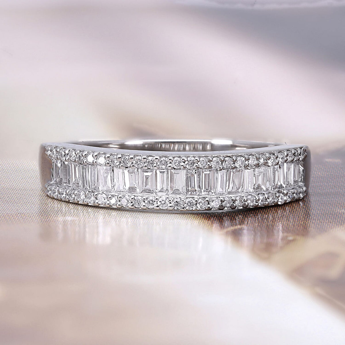 Close Out Deal- 950 Platinum Natural Diamond VS-SI/EF Half Eternity Ring 7970871 2