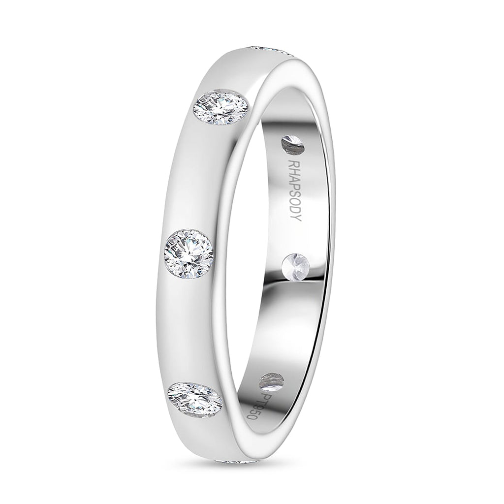 Rhapsody 950 Platinum IGI Certified White Diamond (VS-EF) Band Ring 0.50 Ct, Platinum Wt. 6.00 Gms.