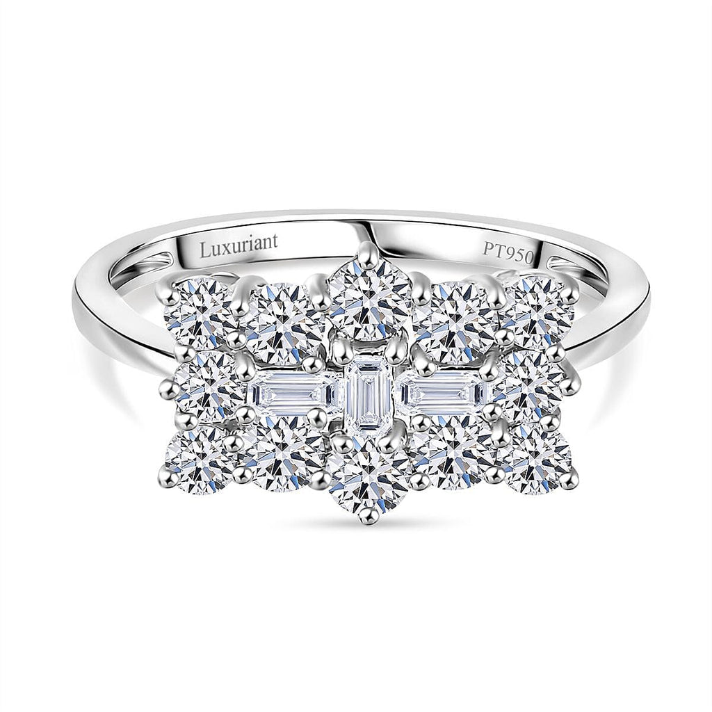 Rhapsody - IGI Certified 950 Platinum (VS E-F) White Diamond Boat Ring 1.00 Ct, Platinum Wt. 4.20 Gms.