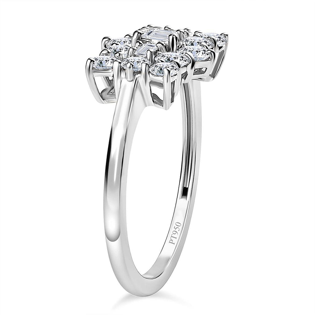 Rhapsody - IGI Certified 950 Platinum (VS E-F) White Diamond Boat Ring 1.00 Ct, Platinum Wt. 4.20 Gms.