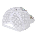 Rhinestones Cap with Butterfly Design - White