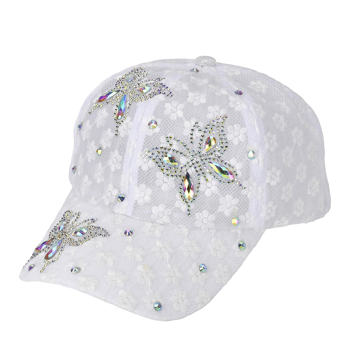 Rhinestones Cap with Butterfly Design - White 7806966 0