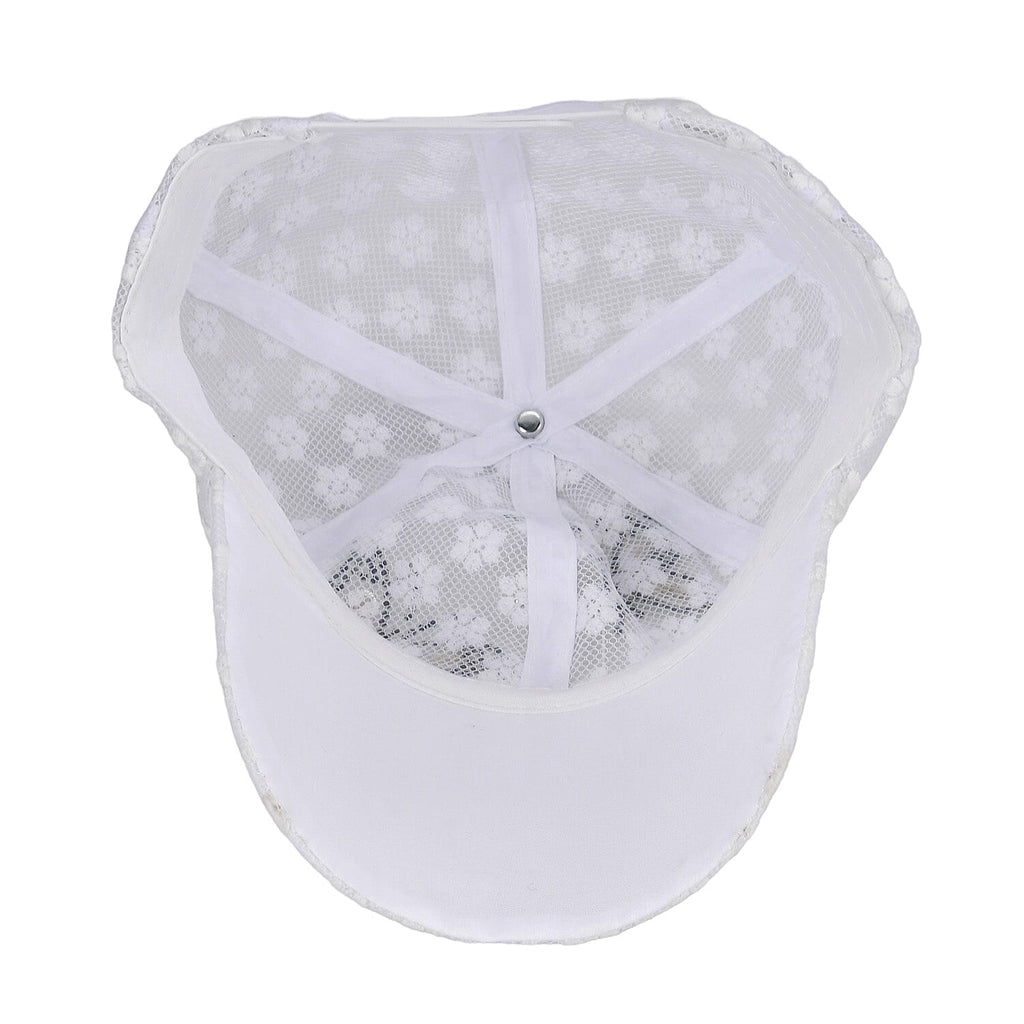 Rhinestones Cap with Butterfly Design - White