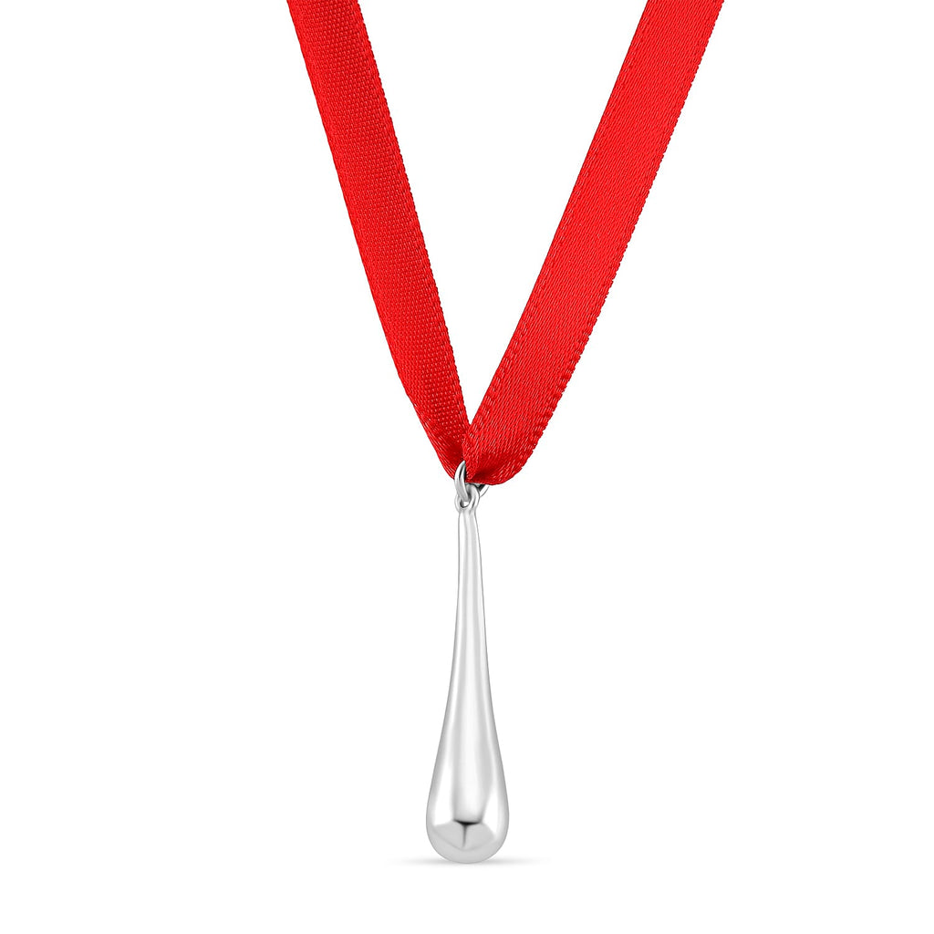 Lucy Q-Drop Bauble CollectionTeardrop Pendant with Red Ribbon