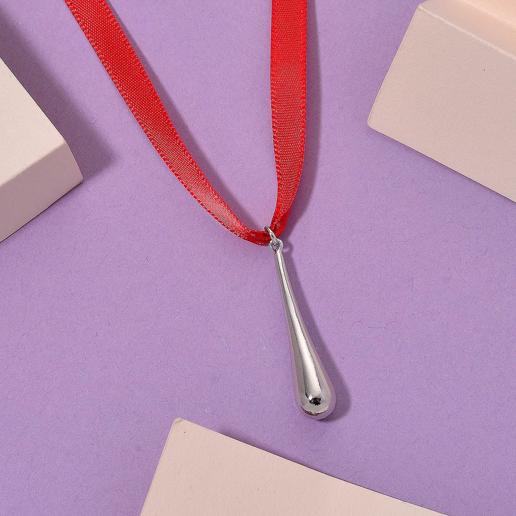 Lucy Q-Drop Bauble CollectionTeardrop Pendant with Red Ribbon