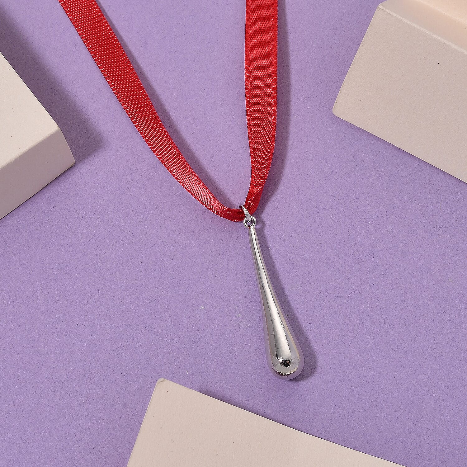 Lucy Q-Drop Bauble CollectionTeardrop Pendant with Red Ribbon 8283772 2
