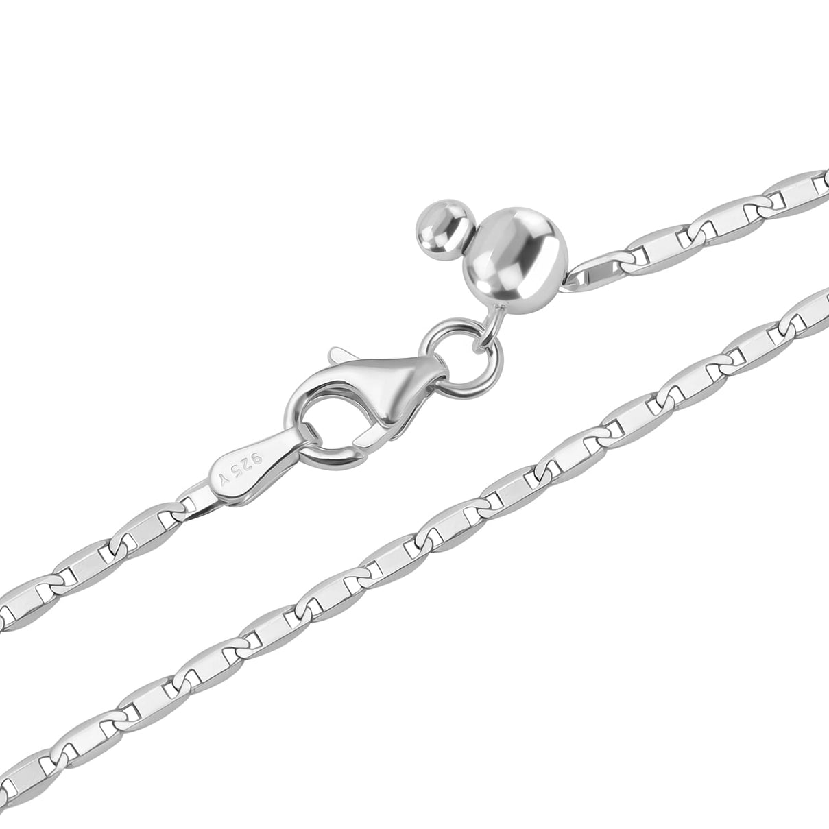 Rhodium Overlay Sterling Silver Adjustable Chain (Size - 24) With Lobster Clasp 7998890 2