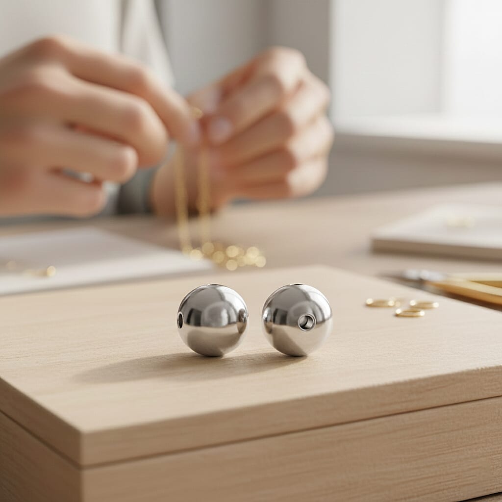 Rhodium Overlay Sterling Silver Ball 8194690 2