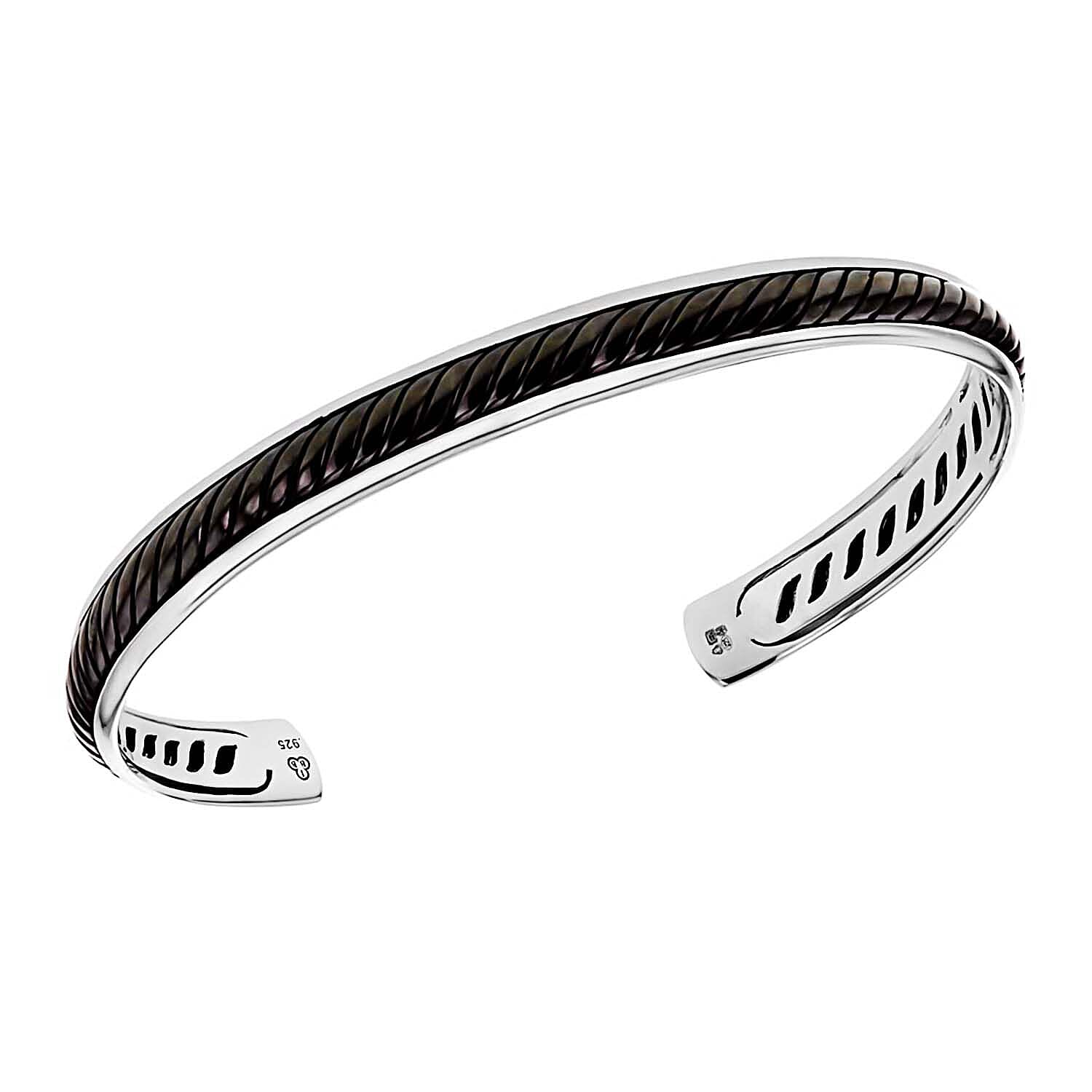 Sterling Silver Rhodium Plated 7mm Twist Cuff Bangle (Size - 6-7) 7312776 0