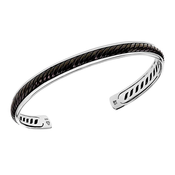 Sterling Silver Rhodium Plated 7mm Twist Cuff Bangle (Size - 6-7) 7312776 1