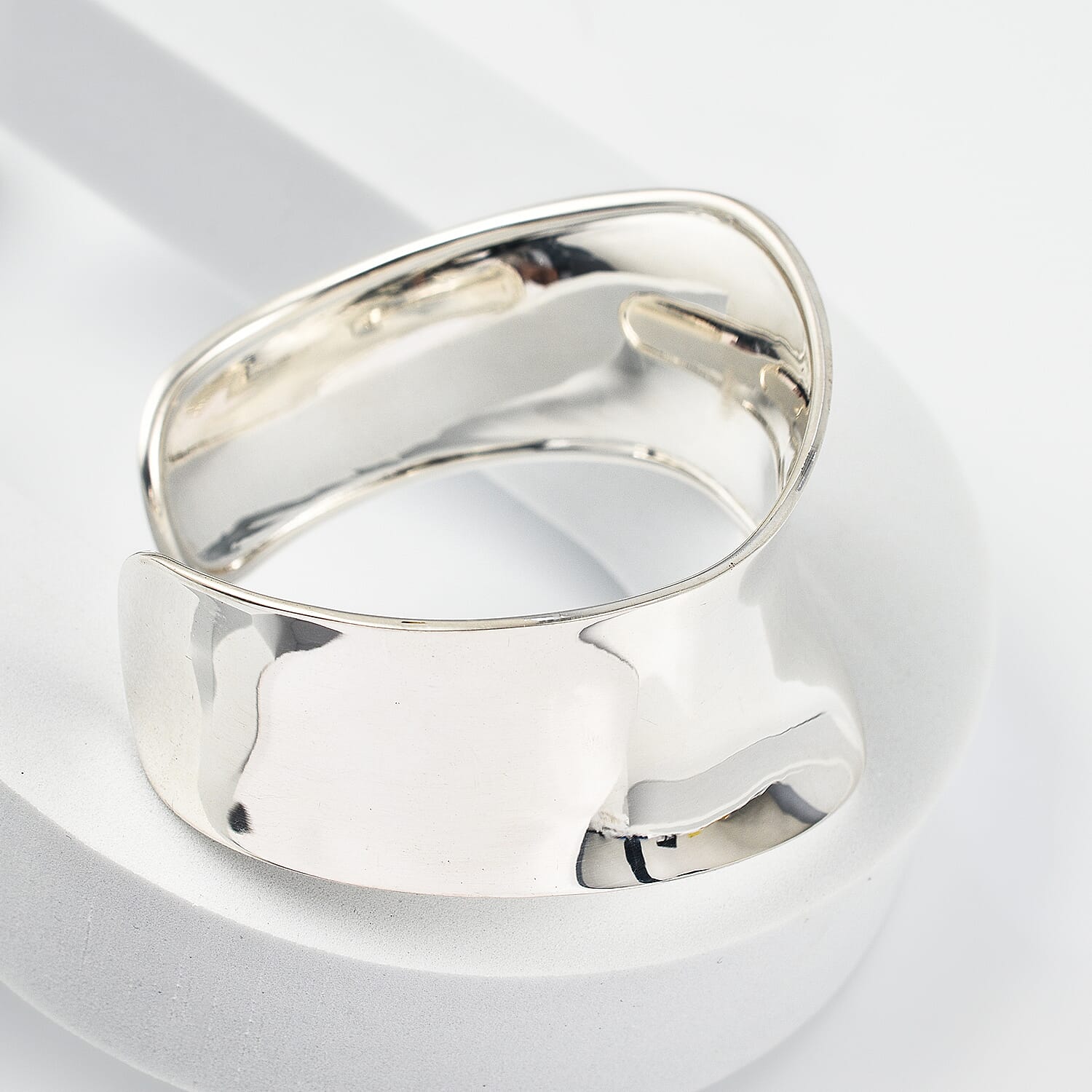 RACHEL GALLEY - Rhodium Overlay Sterling Silver Wave Cuff Bangle (Size - 7.0), Silver Wt. 17.5 Gms 7676315 3