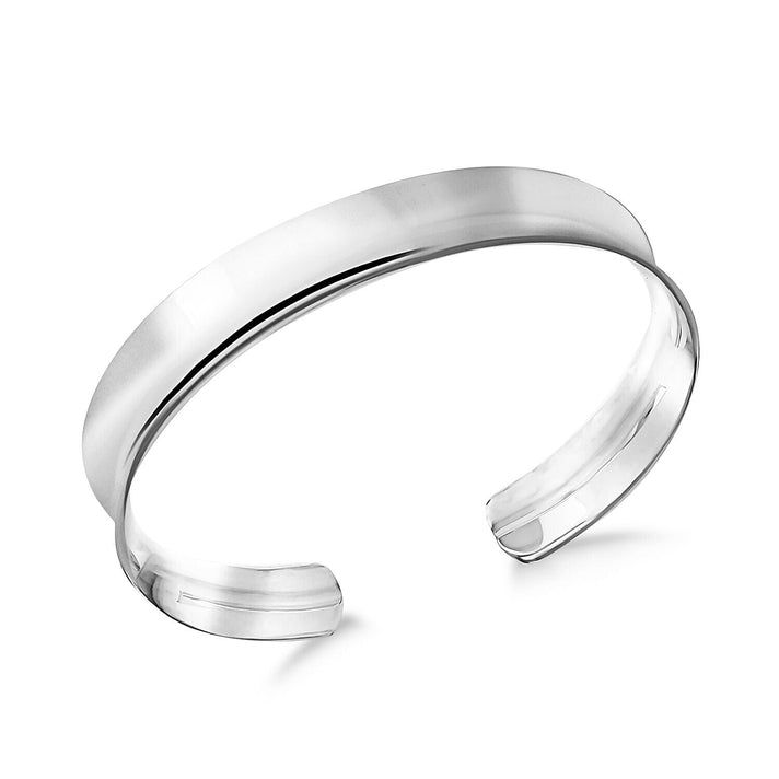 Sterling Silver Rhodium Plated 11mm Concave Bangle (Size - 5-6) 7312467 1