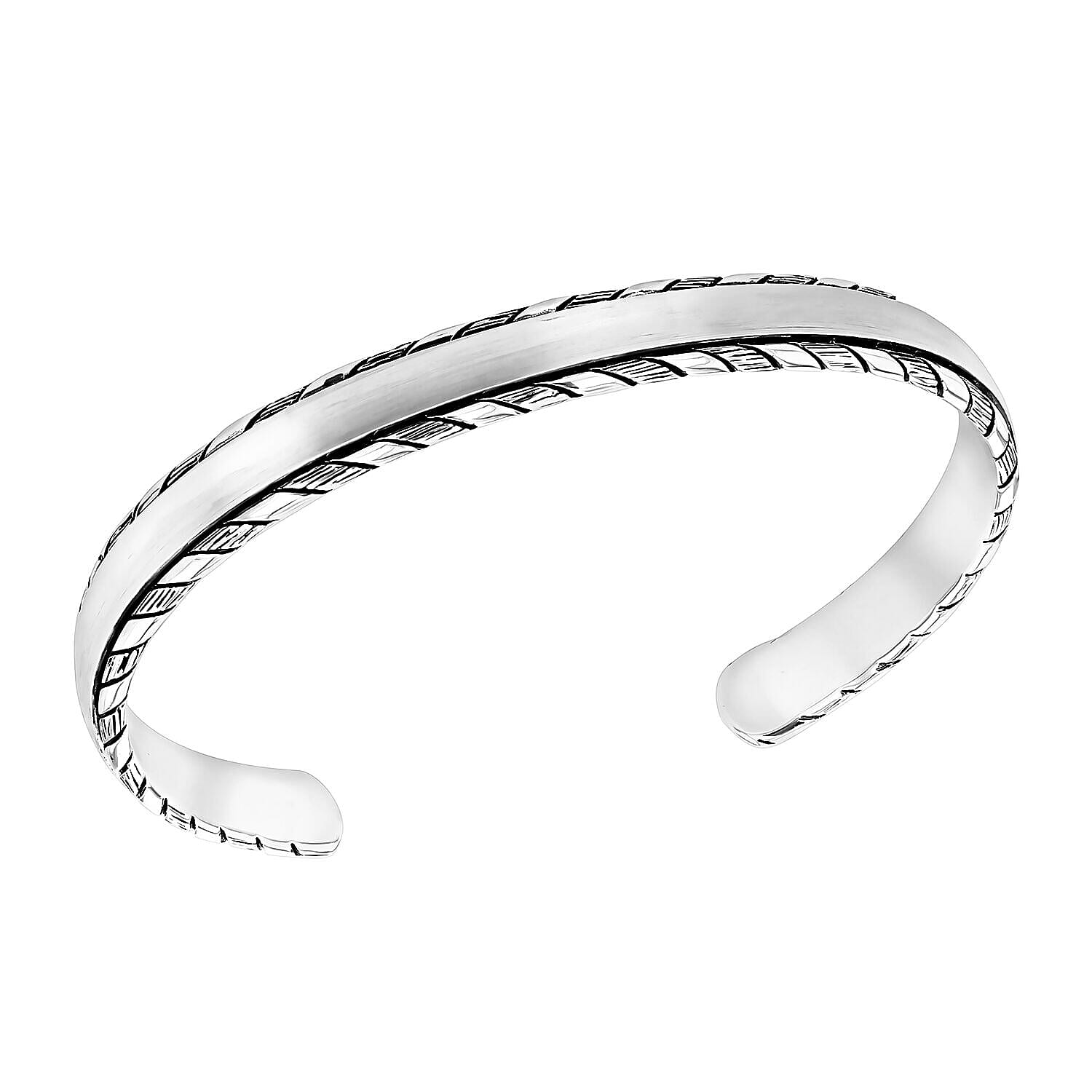 Sterling Silver Rhodium Plated 8mm Satin Twist Edge Bangle (Size - 5-6) 7312475 0
