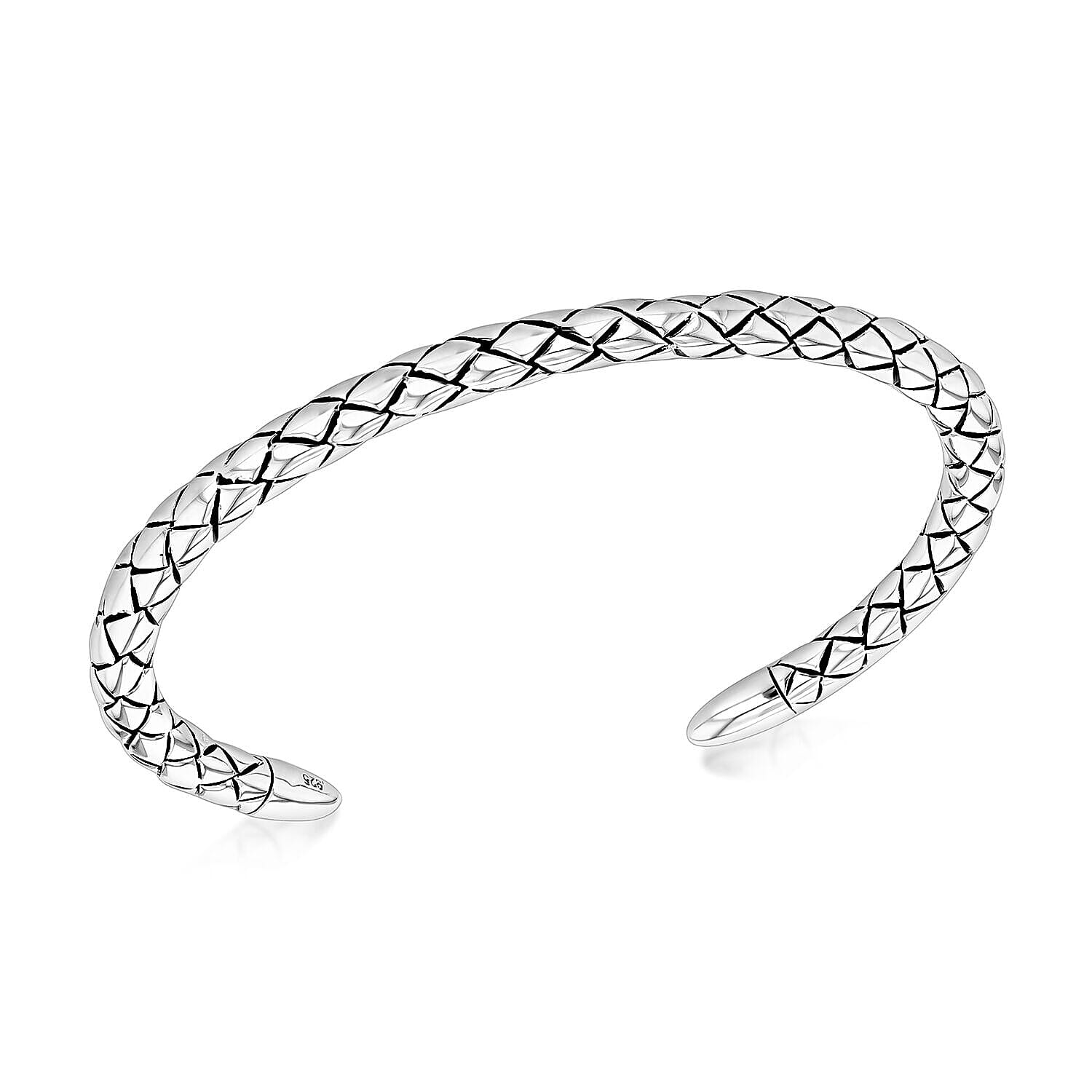 Sterling Silver Rhodium Plated 4.5mm Polished Woven Bangle (Size - 6-7) 7312601 0