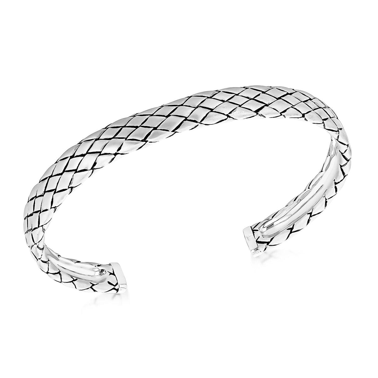 Sterling Silver Rhodium Plated 8mm Satin Woven Bangle (Size - 6-7) 7312600 0