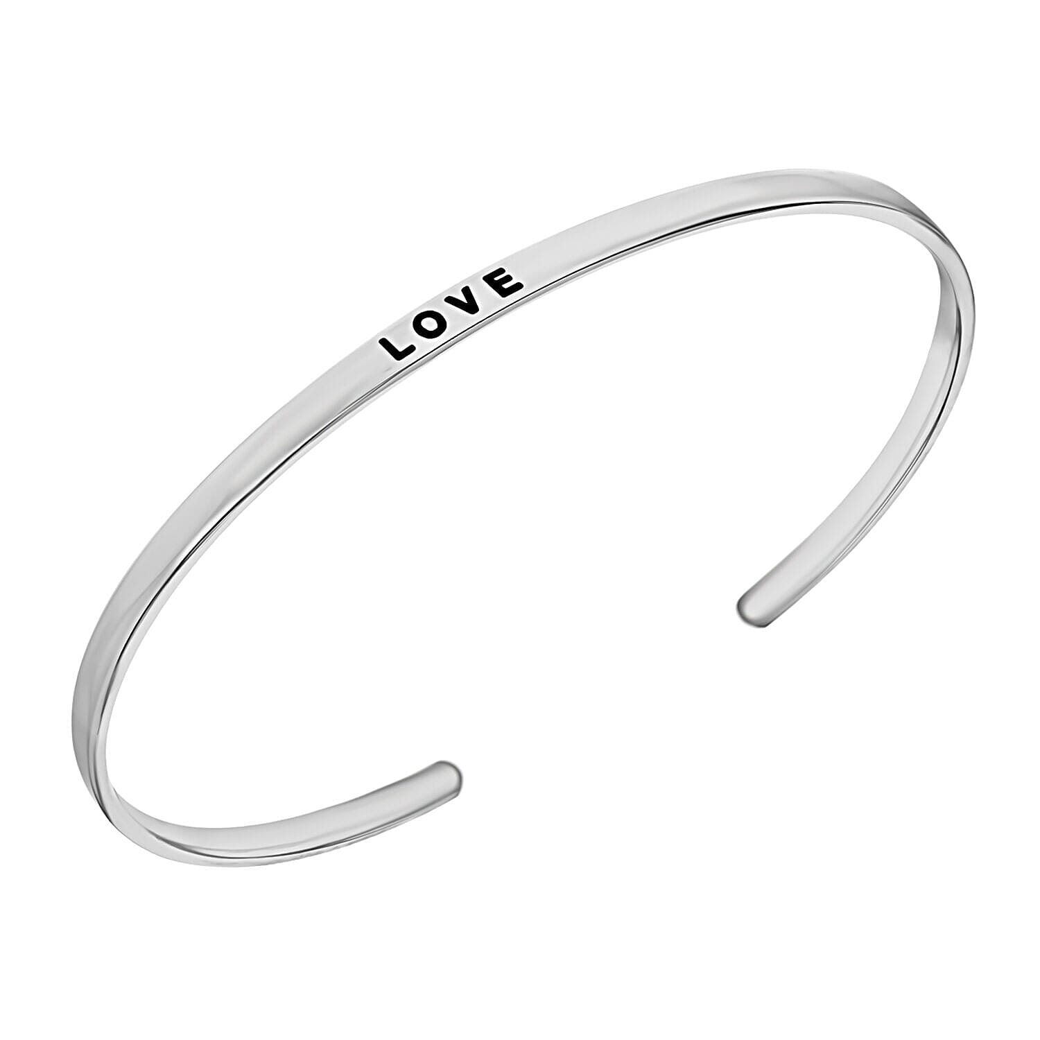 Sterling Silver Rhodium Plated Love Message Cuff Bangle (Size - 6-7) 7312911 0