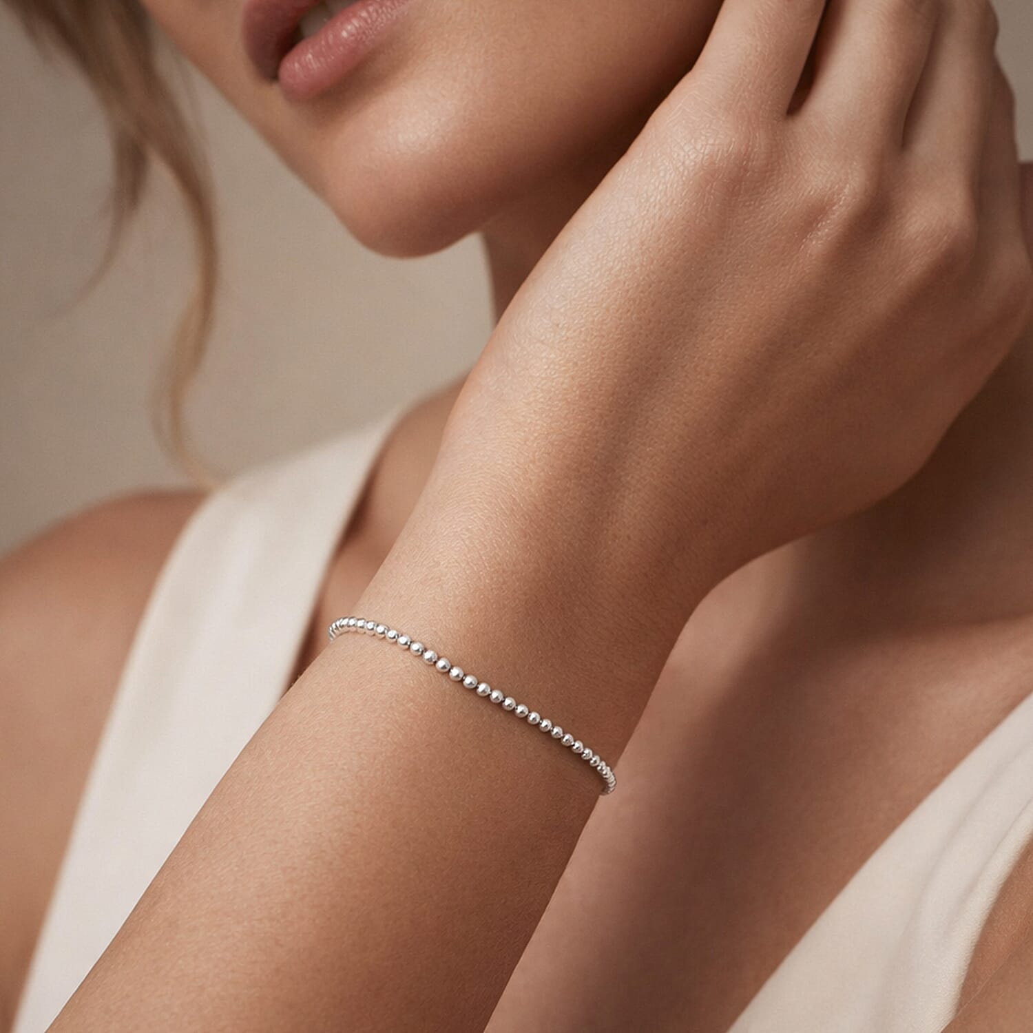 Rhodium Overlay Sterling Silver Beads Adjustable Bolo Bracelet 8356385 2