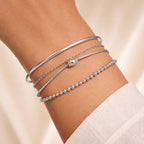 Rhodium Overlay Sterling Silver Beads Adjustable Bolo Bracelet