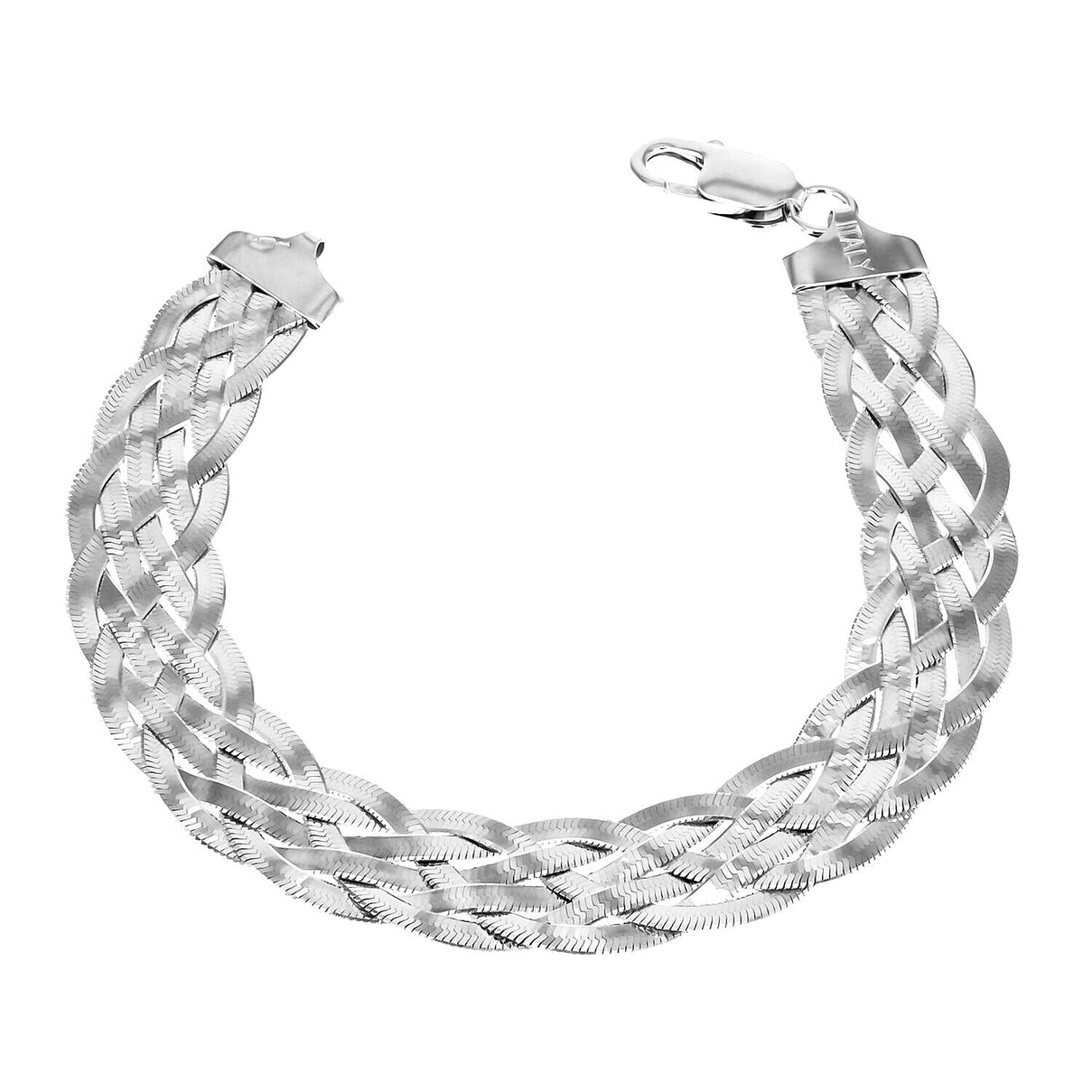 Sterling Silver Rhodium Plated Herringbone Bracelet 7.5 Inch 7315097 0