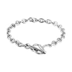 Designer Closeout Deal- Snaffle Link Clasp Rhodium Overlay Sterling Silver Cable Link Bracelet (Size - 7.5), Silver Wt. 13.4 Gms