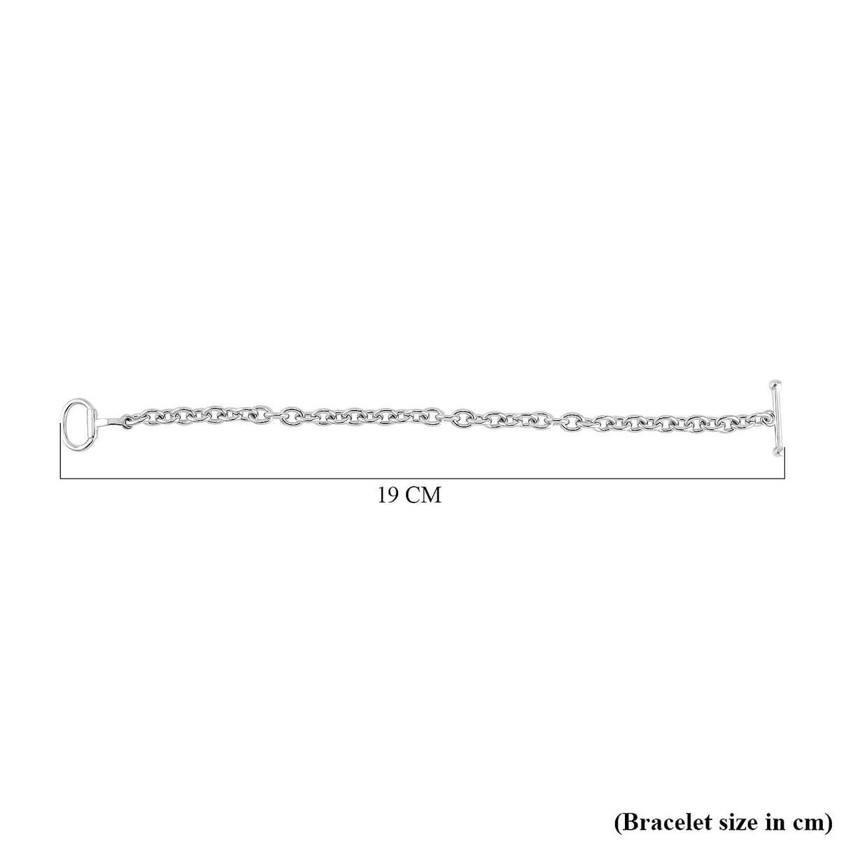 Designer Closeout Deal- Snaffle Link Clasp Rhodium Overlay Sterling Silver Cable Link Bracelet (Size - 7.5), Silver Wt. 13.4 Gms 7661989 5