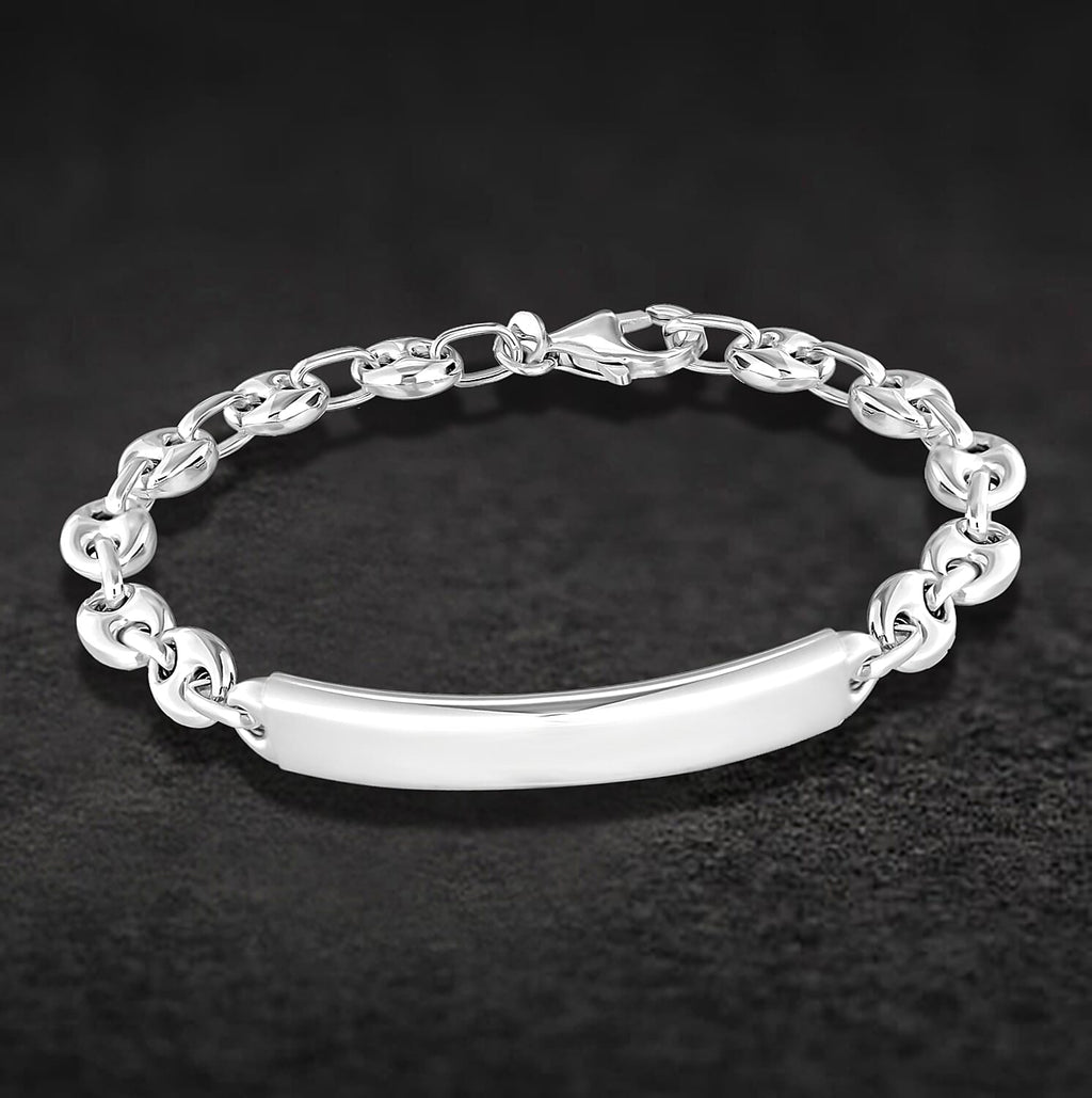 Rhodium Overlay Sterling Silver Bracelet (Size - 7.5),  Silver Wt. 9.6 Gms