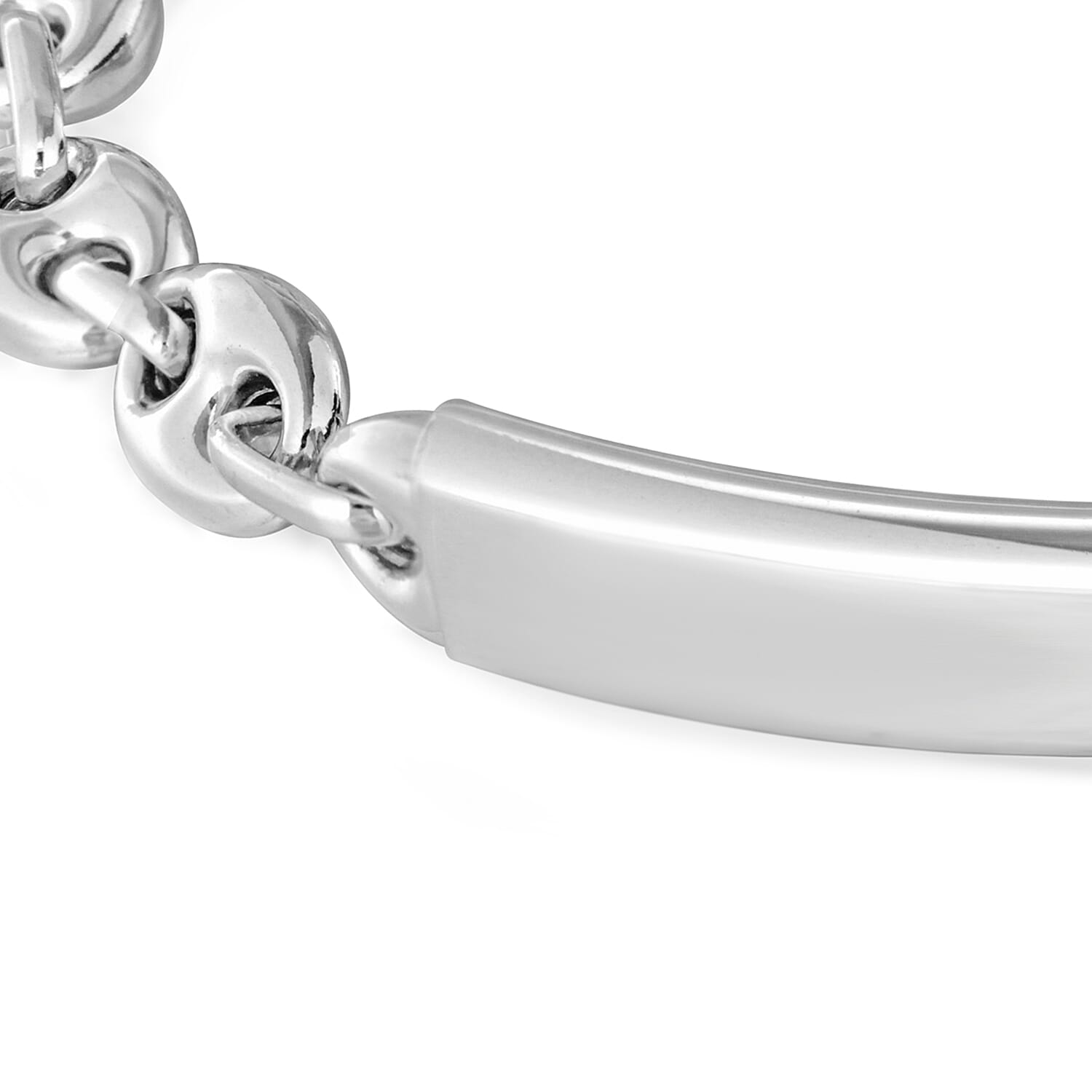 Sterling Silver Rhodium Plated 7.5mm x 19mm Rambo-and-Oval-Link-Chain ID Bracelet 7.5 Inch 7457411 2