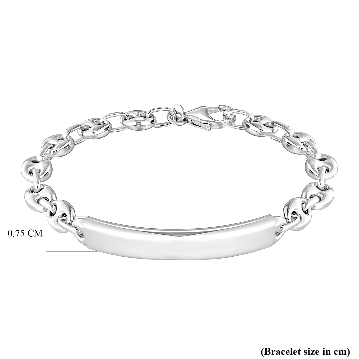 Sterling Silver Rhodium Plated 7.5mm x 19mm Rambo-and-Oval-Link-Chain ID Bracelet 7.5 Inch 7457411 3