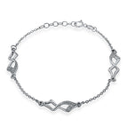 Rhodium Overlay Sterling Silver Bracelet (Size - 7.5)