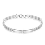 Rhodium Overlay Sterling Silver Bracelet (Size - 7),  Silver Wt. 9.6 Gms