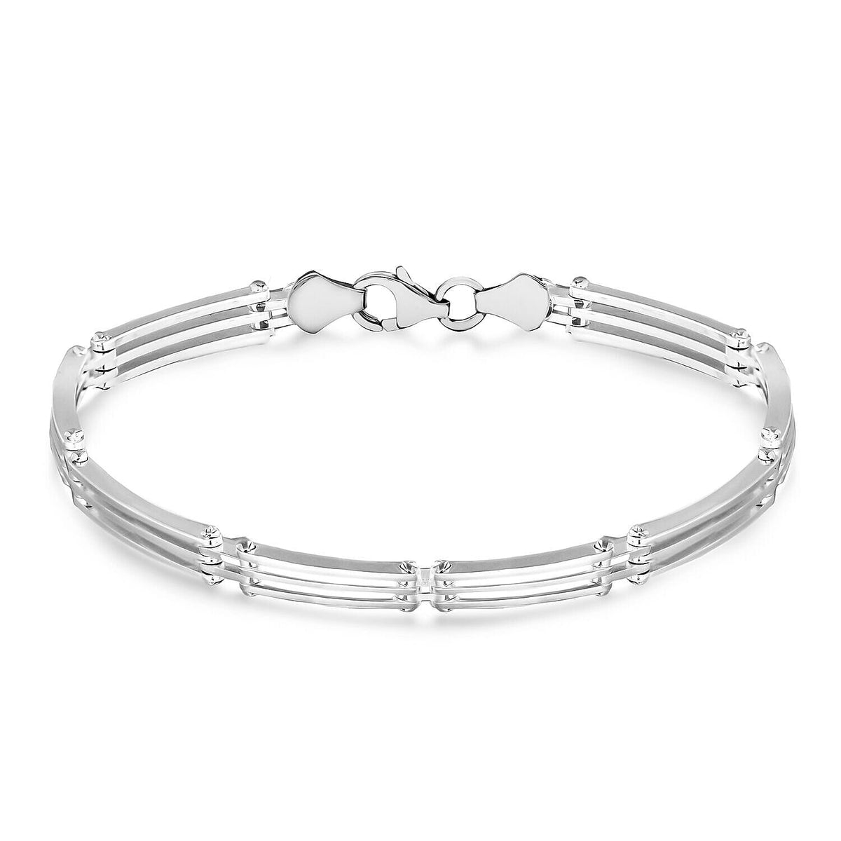 Sterling Silver Rhodium Plated 3 Bar Flexible Link Bracelet 7 Inch 7313250 0