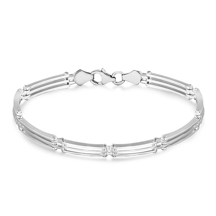 Sterling Silver Rhodium Plated 3 Bar Flexible Link Bracelet 7 Inch 7313250 1