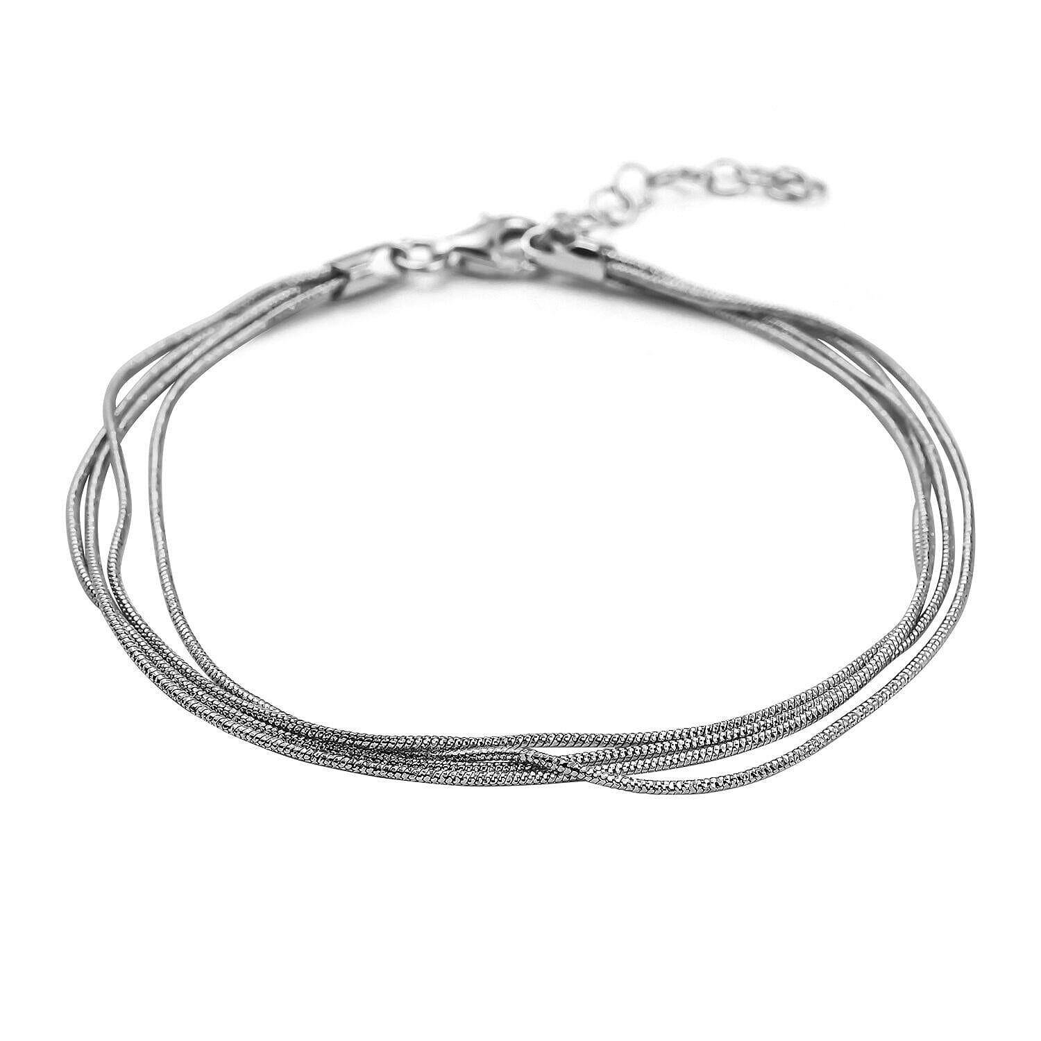 Rhodium Overlay Sterling Silver Bracelet (Size - 7 with 1 Inch Extender) 7268913 0