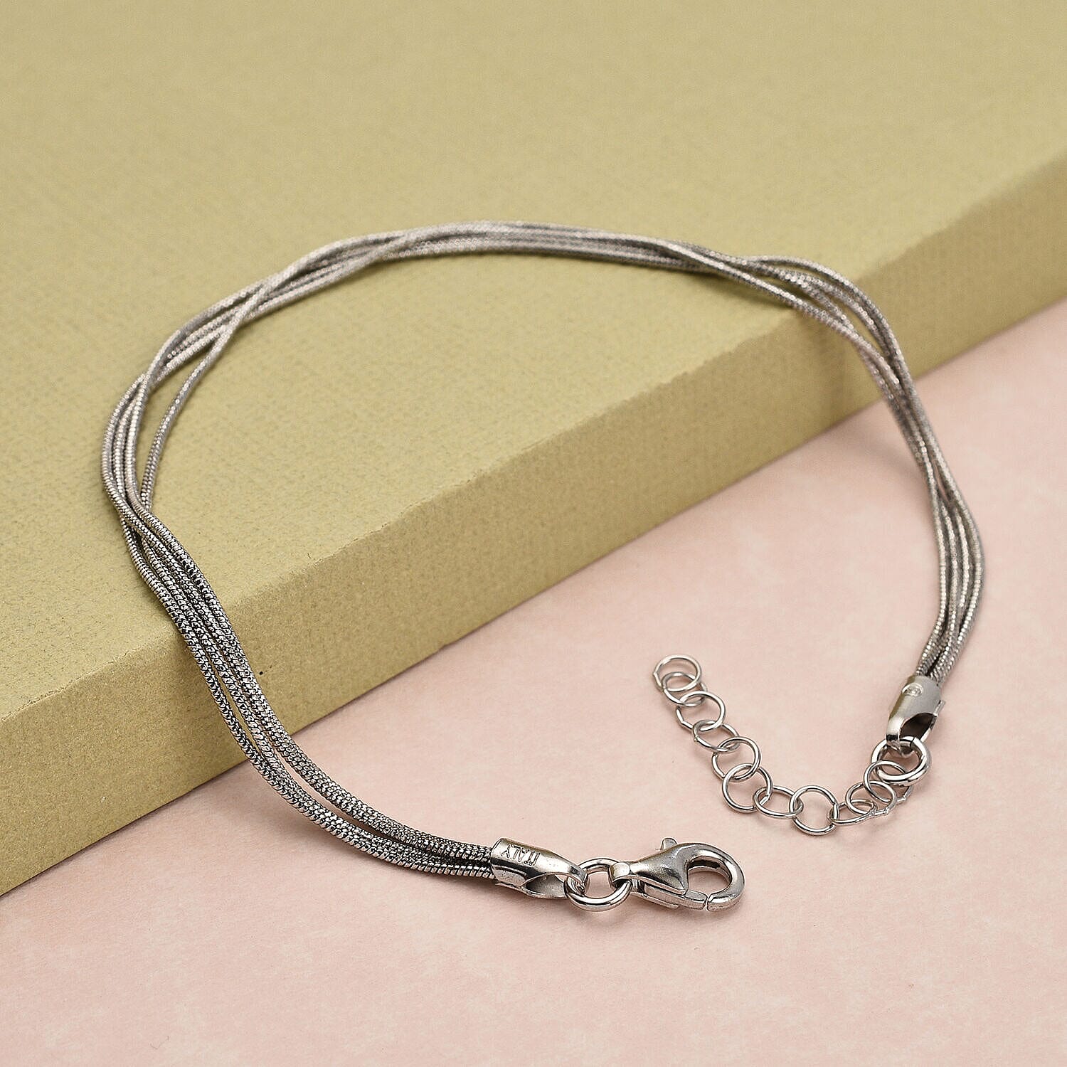 Rhodium Overlay Sterling Silver Bracelet (Size - 7 with 1 Inch Extender) 7268913 1
