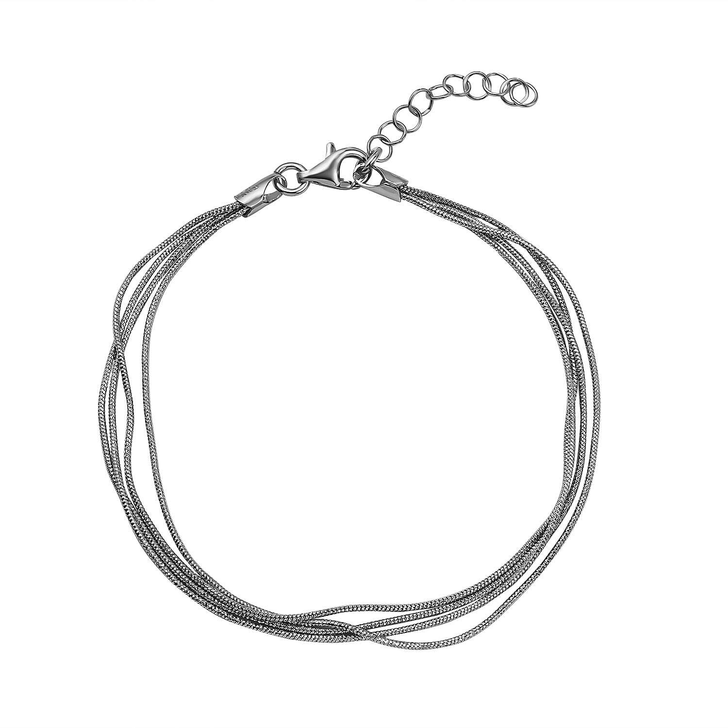Rhodium Overlay Sterling Silver Bracelet (Size - 7 with 1 Inch Extender) 7268913 2