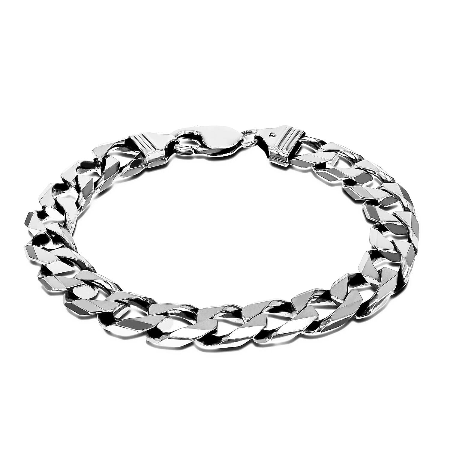 Sterling Silver Rhodium Plated 10mm Square Curb Bracelet 8.5 Inch 7313094 0