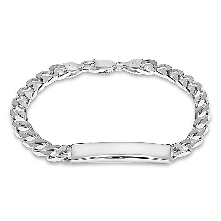 Sterling Silver Rhodium Plated 37mm x 7mm Square Curb ID Bracelet 8 Inch 7315056 1