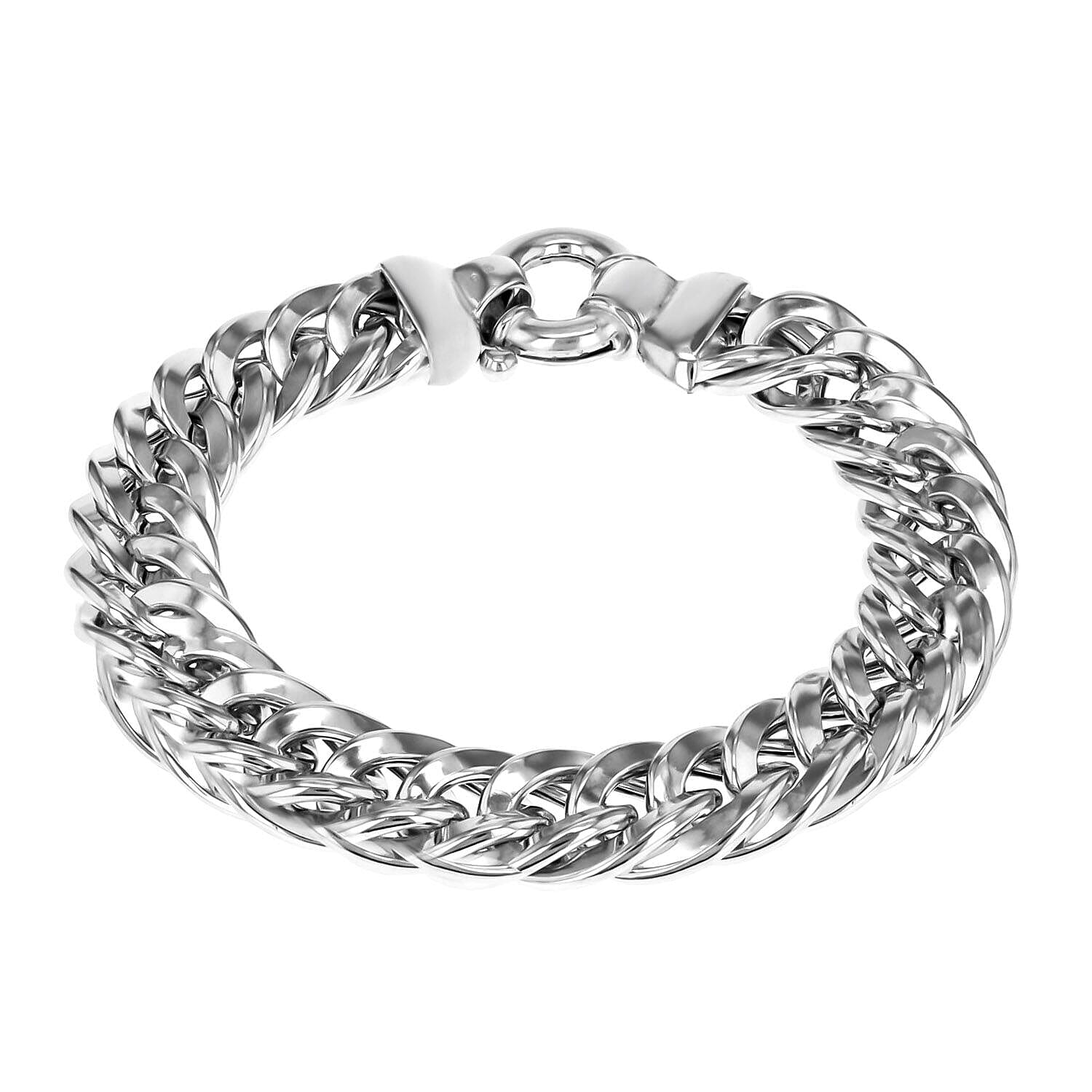 Sterling Silver Rhodium Plated Double Curb Chain Bracelet 8 Inch 7313100 0