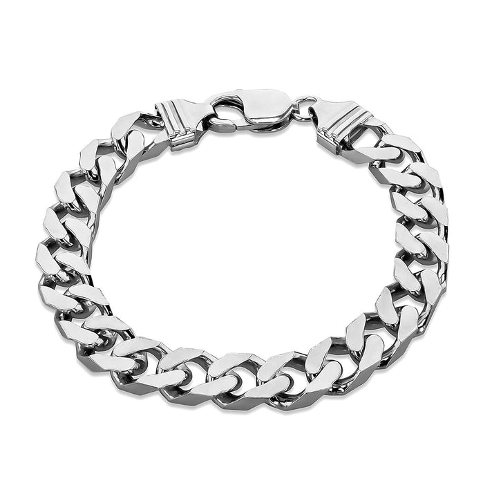 Sterling Silver Rhodium Plated Curb Bracelet 8 Inch 7313055 1