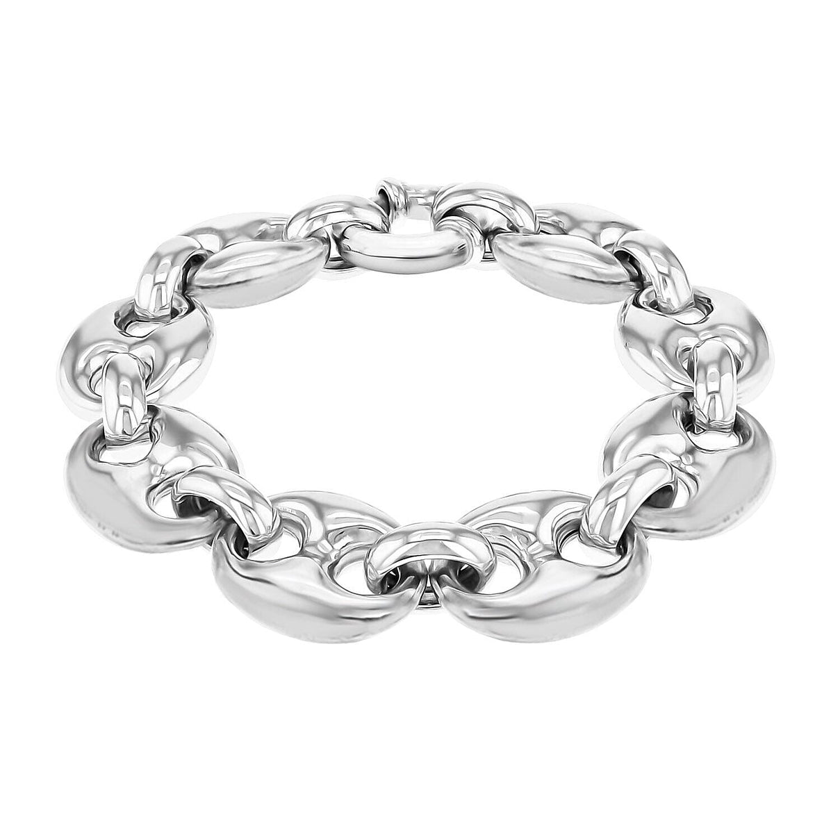 Sterling Silver Rhodium Plated 17mm Rambo Bracelet 8 Inch 7313054 0
