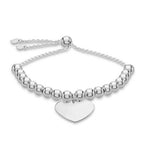 Close Out Deal Rhodium Overlay Sterling Silver Heart Beadslide Bracelet (Size 6.5 - 9 Adjustable), Silver Wt. 7.20 Gms.