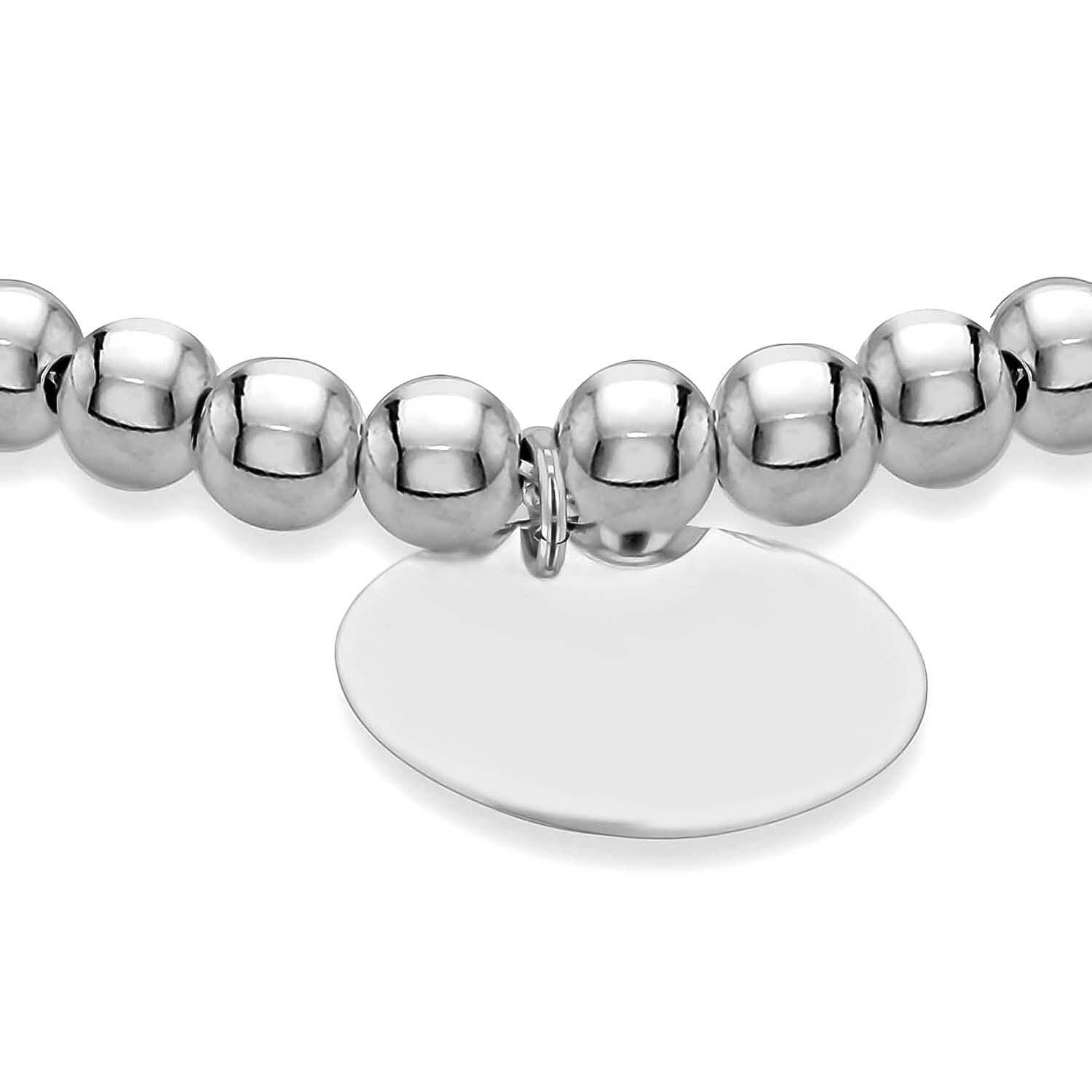 Sterling Silver Rhodium Plated 17mm Disc Beaded Adjustable Slider Bracelet 9 Inch 7457408 2