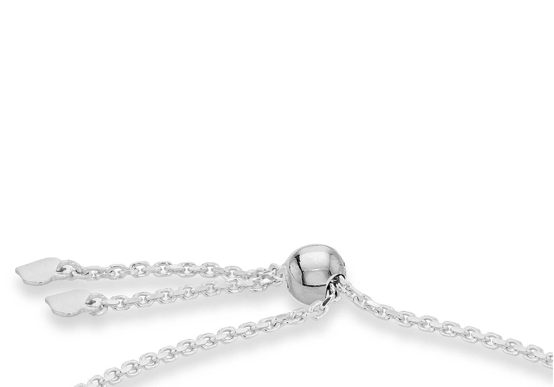 Sterling Silver Rhodium Plated 17mm Disc Beaded Adjustable Slider Bracelet 9 Inch 7457408 3