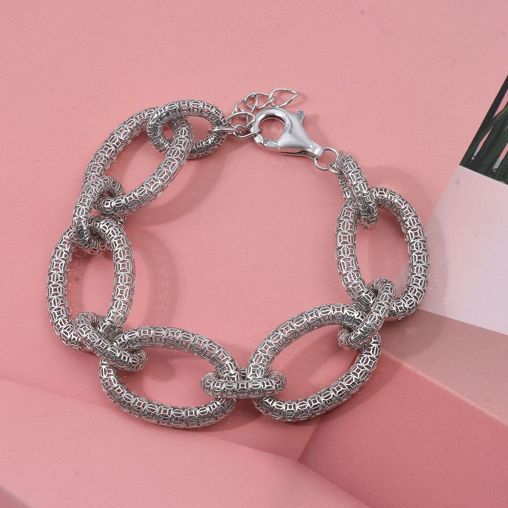 Treasure Of Siam- Rhodium Overlay Sterling Silver (Size 7 - 1) with Lobster Clasp
