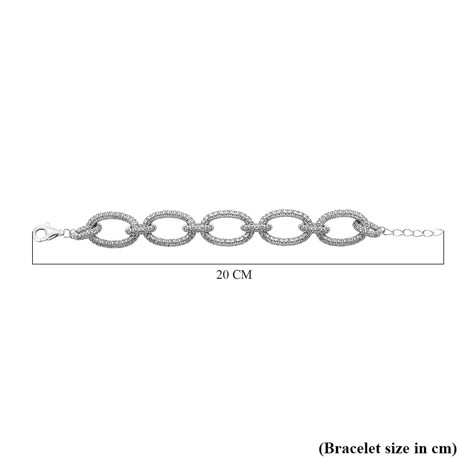 Treasure of Siam - Sterling Silver Openwork Link Bracelet (Size 7 + 1-inch Ext) with Lobster Clasp in Rhodium Plating 8239340 3