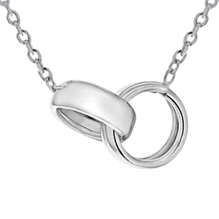 Rhodium Overlay Sterling Silver Double Rings Chain (Size - 17) 7688388 1