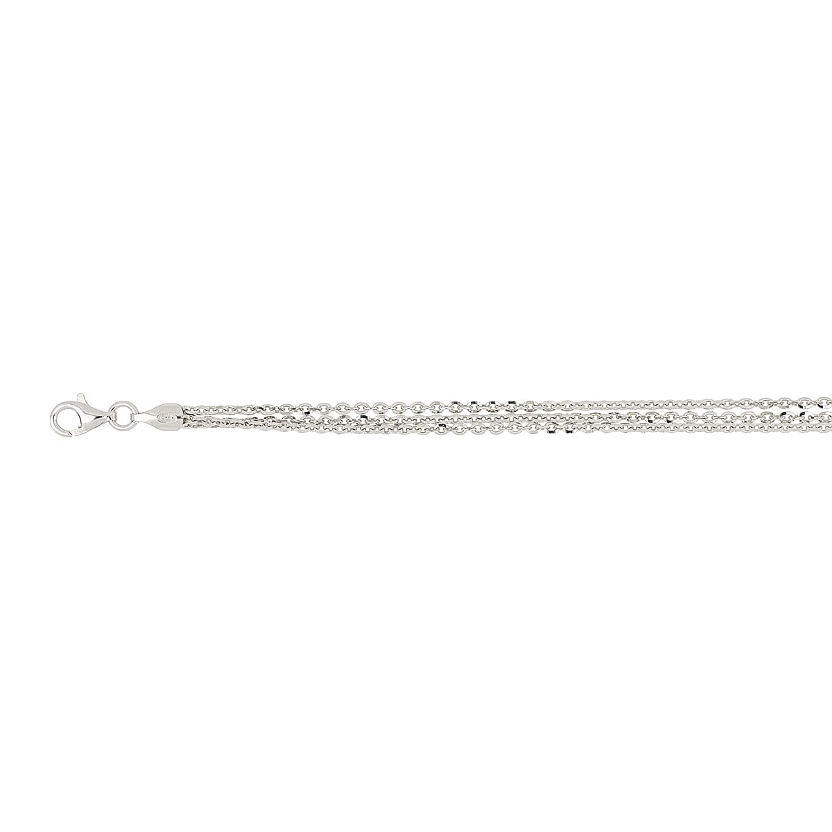 Triple Strand Italian Made Rhodium Overlay Sterling Silver Necklace (Size 18 + 2 Ext) with Lobster Clasp 8183892 0